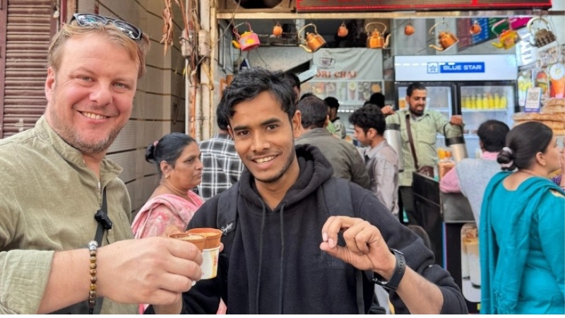Enjoying local Masala chay